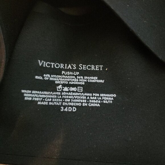 Victoria's Secret Push Up Bra 34DD Black Underwire Padded Front Hook - Picture 4 of 4